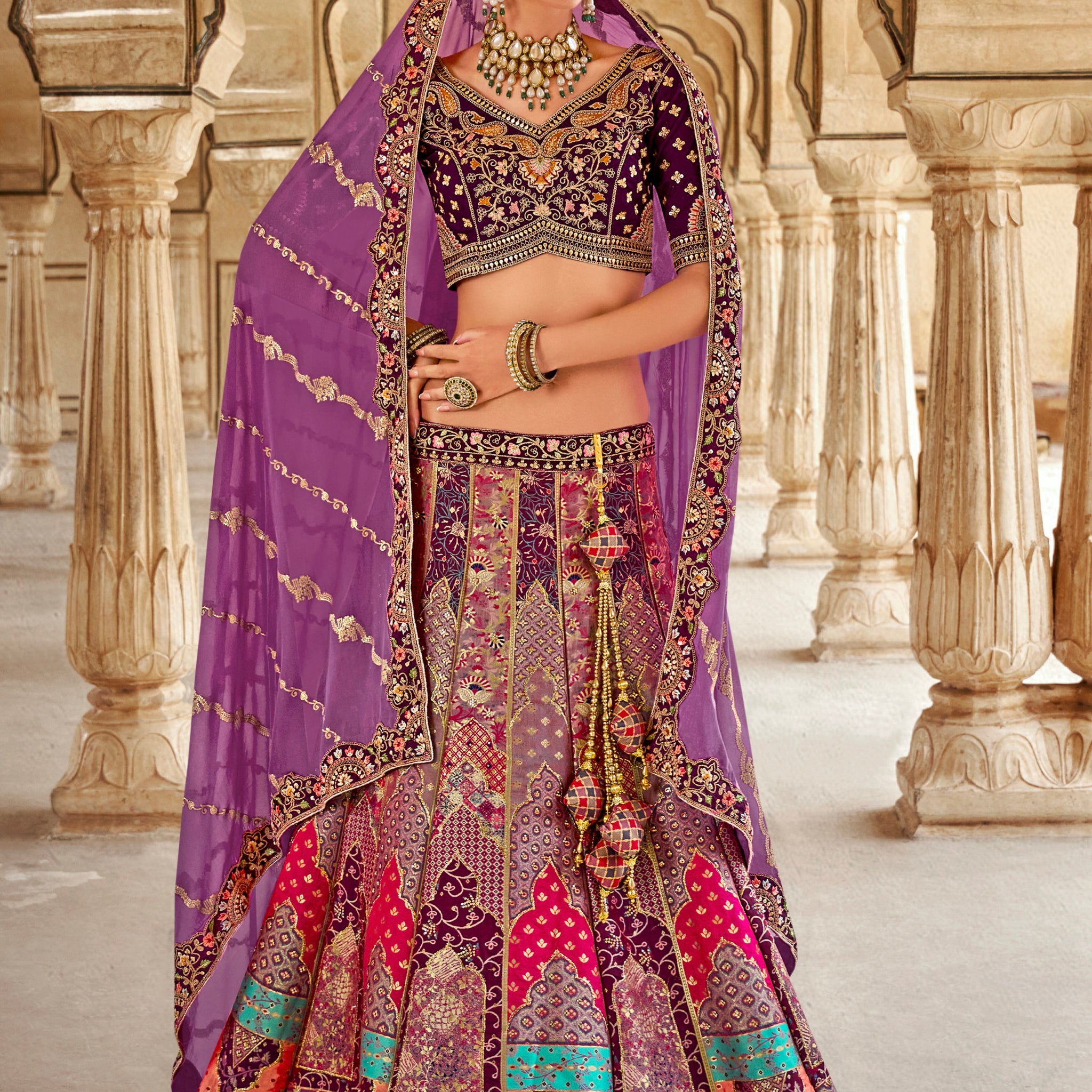 Lavender Banarasi Silk Lehenga with Zarkan Sequins Work