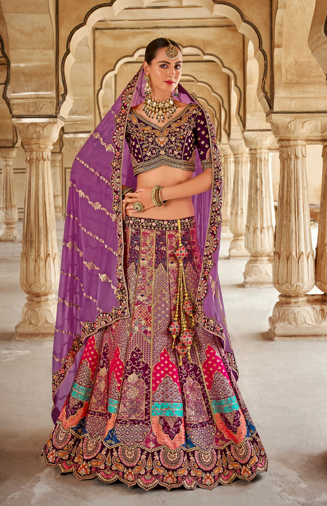 Lavender Banarasi Silk Lehenga with Zarkan Sequins Work