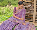 Lavender Dola Silk Saree with Intricate Khatli Embroidery