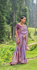 Lavender Dola Silk Saree with Intricate Khatli Embroidery