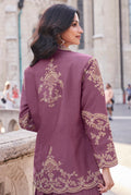 Wine Mauve Embroidered Premium Silk Co-Ord Set with Jacket