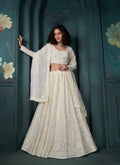 Off-White Georgette Lehenga with Thread, Sequins & Cording Embroidery