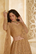 Golden Lehenga Choli with Intricate Stone & Thread Embroidery