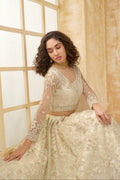 Ivory Bridal Lehenga Choli with Stone Embroidery & Structured Flair