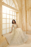 Ivory Bridal Lehenga Choli with Stone Embroidery & Structured Flair