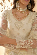 Ivory Bridal Lehenga Choli with Stone Embroidery & Structured Flair