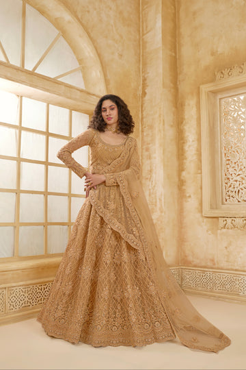 Golden Embroidered Lehenga Choli with Stone & Thread work