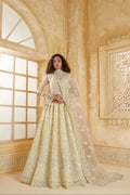 Ivory Net Bridal Lehenga Choli with All-Over Stone & Thread Embroidery