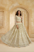 Ivory Net Lehenga Choli with Heavy Embroidery & Stonework