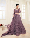 Violet Net Lehenga with Heavy Embroidery and Stone Work