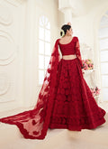 Red Net Lehenga with Heavy Cording Embroidery & Sparkling Stone Work