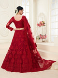 Red Bridal Net Lehenga with Stunning Embroidery and Stone Work