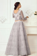 Lavender Bridal Lehenga with Cording Embroidery and Cutwork Dupatta