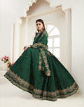 Green Bridal Lehenga with Zari Embroidery and Stonework