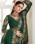 Green Bridal Lehenga with Zari Embroidery and Stonework