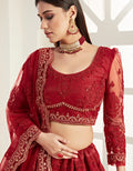 Red Bridal Lehenga with Zari and Heavy Stone Embroidery