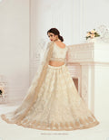 White Net Bridal Lehenga with Balda Embroidery & Dupatta