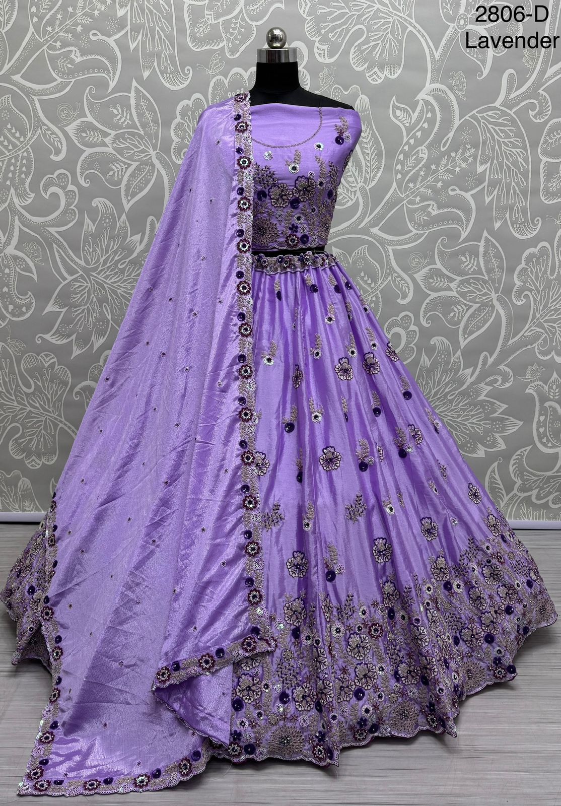 Lavender Colour Bridal Silk Lehenga with Khatali Handwork on Pastel Color Pure base Fabric Crafted Designer Partywear Lehenga choli