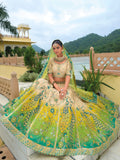 Lime Green Bridal Lehenga with Zari Embroidery