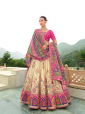 Cream and Pink Lehenga with Intricate Embroidery & Royal Designs