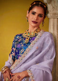 Lavender Glass Tissue Saree with Sequins Butti & Digital Print Blouse