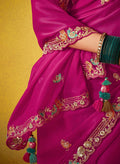 Fuchsia Pink Glass Tissue Saree with Embroidered Blouse