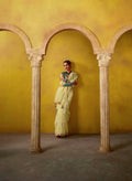 Lime Yellow Glass Tissue Saree with Embroidered Blouse