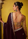 Plum Purple Glass Tissue Saree with Sequins Detailing