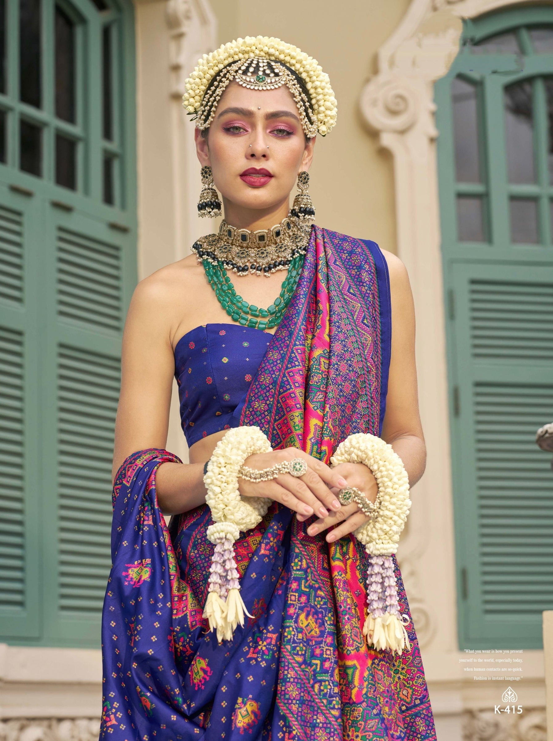 Royal Blue Banarasi Silk Saree with Meenakari and Kashmiri Weaving