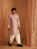 Mauve Men's Viscose Kurta with Delicate Chikankari Embroidery