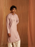 Mauve Men's Viscose Kurta with Delicate Chikankari Embroidery