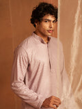 Mauve Men's Viscose Kurta with Delicate Chikankari Embroidery