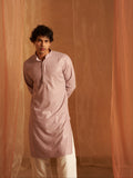 Mauve Men's Viscose Kurta with Delicate Chikankari Embroidery