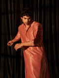 Rust Orange Men's Kurta with Elegant Chikankari Embroidery