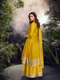 Mustard Yellow Embroidered Jacquard Silk Palazzo Set