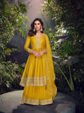 Mustard Yellow Embroidered Jacquard Silk Palazzo Set