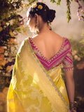 Yellow Tissue Silk Gold Zari Embroidered Banarasi Saree