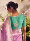 Lilac Zari Weaving and Designer Border Banarasi Saree