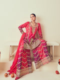 Pink Heavy Chinon & Jarkan Work Sharara Suit