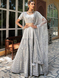 Silver Gray Heavy Embroidered Bridal Lehenga