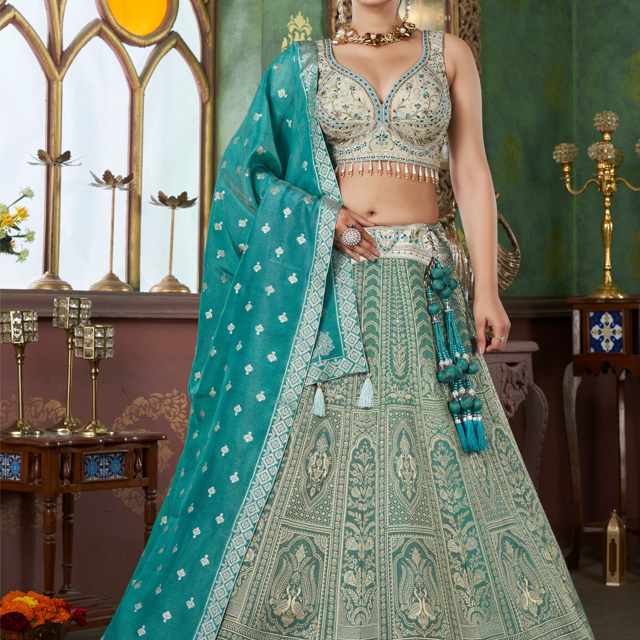 Sea Green Bridal Lehenga