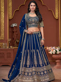 Navy Blue Georgette Bridal Lehenga