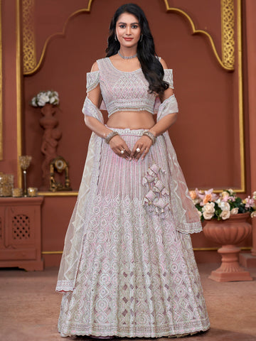 Pink Premium Net Bridal Lehenga