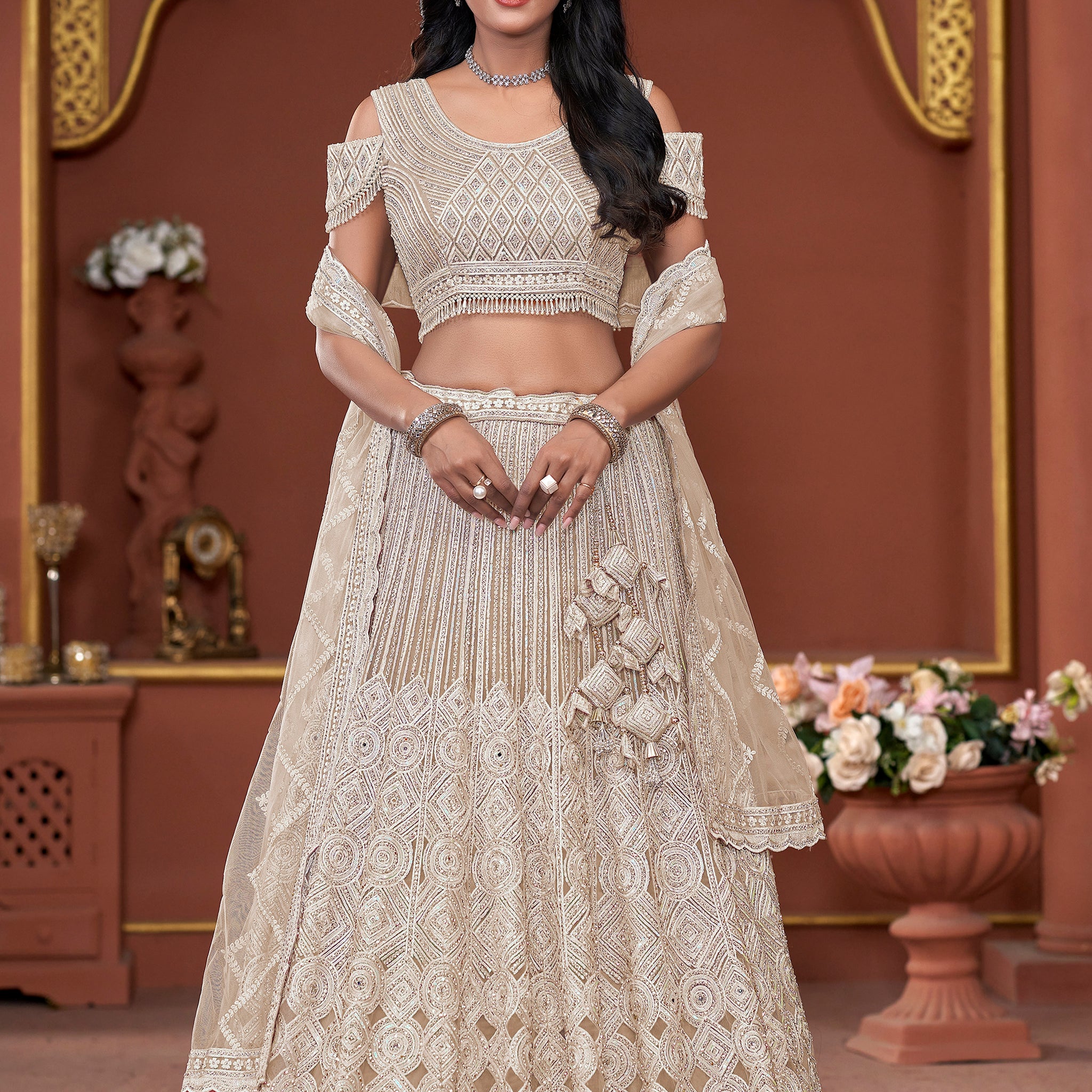 Chiku Premium Net Bridal Lehenga