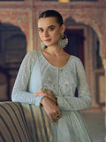 Blue Premium Georgette Chikankari Anarkali Dress