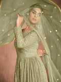 Sage Green Chikankari Anarkali Dress