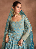 Sky Blue Chikankari Anarkali Dress