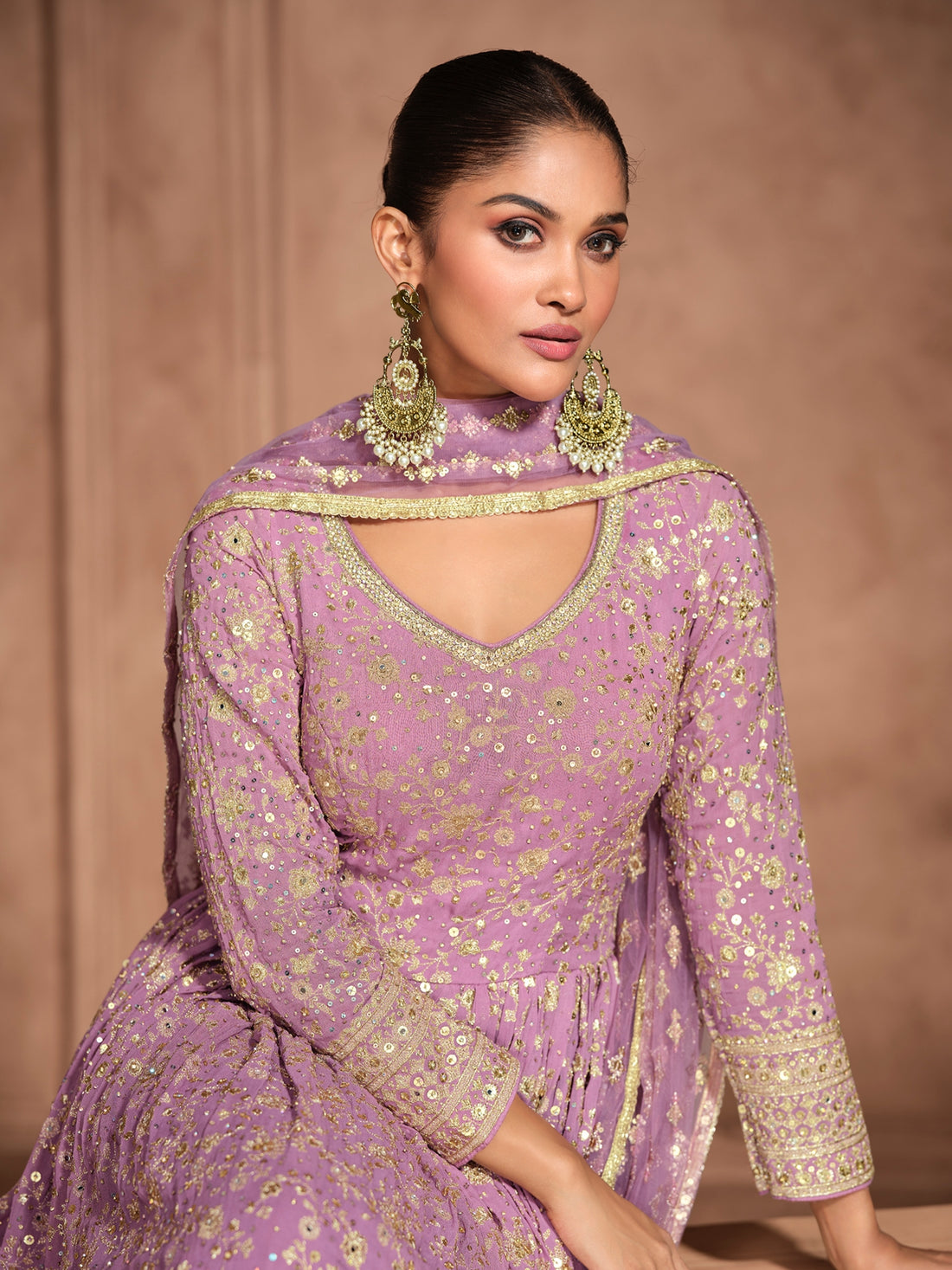 Lavender Chikankari Anarkali Dress