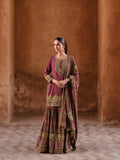 Wine & Gold Premium Real Crepe Silk Sharara Suit