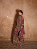 Wine & Gold Premium Real Crepe Silk Sharara Suit